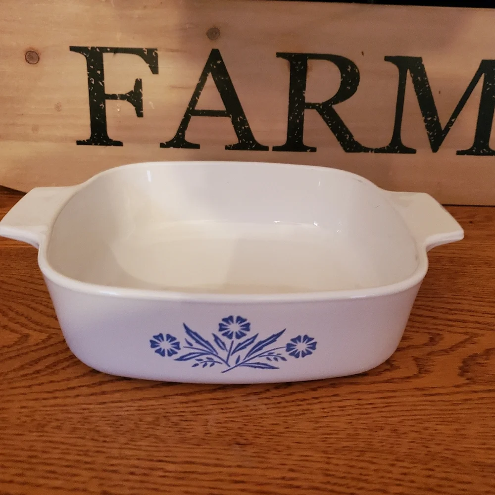 Vintage Corningware Square Blue Cornflower Dish w/o Lid